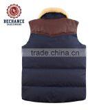 Top Sales High Quality Man Winter Fur Collar Leather Nyon Down Vest thumbnail-2