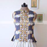 Vintage Kantha Vest in Yellow & Purple Floral Print ~ Small thumbnail-5