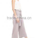 2017 OEM Women Tie Sash High Waist Fully Lined Pants thumbnail-4