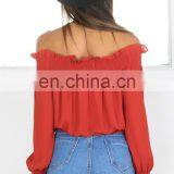 New Design Long Sleeve Ladies off Shoulder Crop Top,women off Shoulder Blouse thumbnail-5