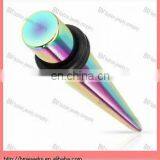 New Body Piercing Jewelry Titanium Anodized Rainbow Ear Taper Jewelry thumbnail-1