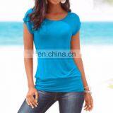 China Supplier Womens Short Sleeve T-Shirt Ladies Casual Loose Plain Tops Blouse thumbnail-4