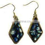 Beautiful Blue Bone and Brass Fashion Earring thumbnail-1