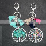 Natural Stone Bead Metal Tree With Tassel Pendant Keychain thumbnail-2