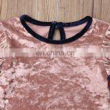 RTS Crushed Velvet Girls Ruffle Sets Little Girl Fall Clothing For Kids thumbnail-2