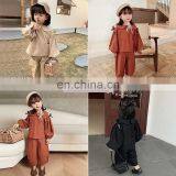 6752/Baby Girls Solid Peter Pan Collar Top With Ruffles Pants Set High Quality Boutique Girls Suit thumbnail-6