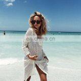 Saida De Praia Summer Beach Wear Dress Tunic Pareos For Women 2019 Skirt Knitting Hollow Bandage Longa Kaftan Beach Cover Up thumbnail-6