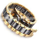 Gold Tungsten And Ceramics Carbide Magnetic Therapy Link Bracelet for Arthritis Pain Relief thumbnail-4