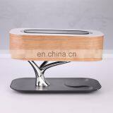 MESUN Warm White Color Wireless Charging Usb Modern Wooden Desk Table Lamp With Speaker
