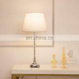 European Design Bedroom Decoration White Barrel Lampshade Silver Metal Table Lamp for Salon thumbnail-3