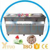 Thialand Roll Fry Ice Cream Machine Double Pan Thailand Stir Fried Ice Cream Machine China Factory Supply Fry Ice Cream Machine thumbnail-1