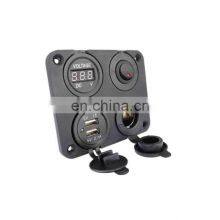 Car and Yacht Modification Four-hole Panel Combination + Dual USB Car Charger + Power Take-out Socket + Voltmeter + Round Switch thumbnail-3