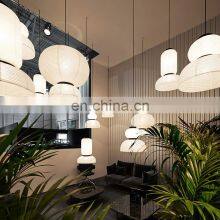 White Paper Pendant Light With Black Finish And Milky Hotel Chandelier LED Lights thumbnail-1