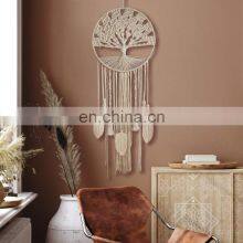 Macrame Wall Hanging Dreamcatcher With Feather Leaf Woven Boho Home Decor Nursery Hippie Tree of Life Large Dream Catcher thumbnail-3