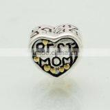 Hot Sale Mother and Daughter 925 Sterling Silver Best Mom Heart Bead for European Charms Bracelet thumbnail-3
