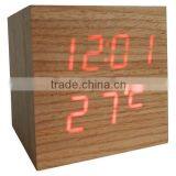 LED Wood Desk Clock With Touch Function and Temperature Show thumbnail-2