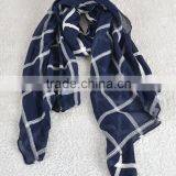Wholesale Spring Plaid Checked Embroidery Cotton Shawl Scarf thumbnail-5
