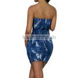 Guangzhou Garment Factory in Vietnam Ladies Designer Denim Dresses Women Jeans Tight Sexy Dress Strapless Dress thumbnail-2