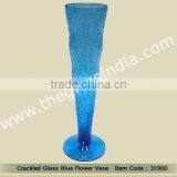 Crackled Glass Blue Flower Vase thumbnail-1