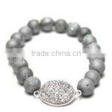 2015 Fall Winter Metallic Gold Beaded Bracelet With Oval Druzy Stone thumbnail-3