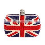 Oversized Bling Crystal Skull Bags, Box Bags With Beads, Lady UK Flag Bags EV1098 thumbnail-1