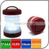 Waterproof ABS 2mode 5LED AAA Battery Portable Light Hand Lantern Mini Led Tensile Camping Lamp