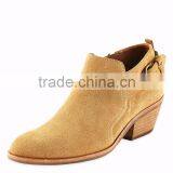 OLZAB 03 New Model Fashion Cow Suede With Buckle Strap Thick Chunky Heel Pointed Toe Women Ankle Boots thumbnail-3