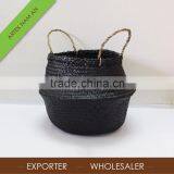 Black Seagrass Laundry Basket / Foldable Seagrass Basket / Best Wholesale Seagrass Baskets in Vietnam thumbnail-1