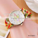 Women New Classic Geneva Ethnic Braided Analog Quartz Chain Lips Watch Strap thumbnail-3