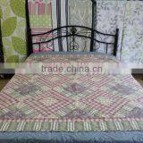 High Quality Red Block Printed Quilt/spread 3 Pcs