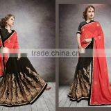 TURQUOISE GEORGETTE SAREE thumbnail-4