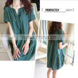 Cotton Linen V-neck Formal Casual Pregnancy Clothing Summer Plus Size thumbnail-2