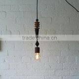 New Edison Vintage Retro Wooden Fixture Pendant Light Colorful Fabric Cable Lamp thumbnail-3