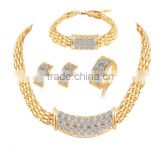 Fashion silver bracelet rings earring for bridal 5pcs set saudi gold jewelry necklace