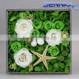 High Quality Preserved flower Velvet Gift Box,6cm white rose 3pcs,4-5cm green rose 5pcs, 2-3cm rose 1pcs.beatiful gifts