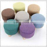 Skidproof Cheap Delicate Refined Colorful Small Cloth Stool Chair With 3 Carbonized Wood Legs for Living Room thumbnail-6