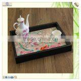 Home Decorating Velvet Inside Antique Wood Tray thumbnail-2