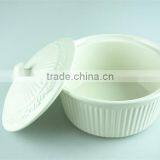 White Round Porcelain Tureen, Stock Cheap Ceamice Tureen With Lid,double Ears Tureens thumbnail-2