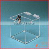 Cube Acrylic Charity / Donation / Ballot / Tip Box Container With Lock thumbnail-2