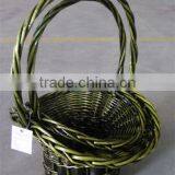 wicker storage basket with green color