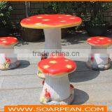 Garden/Kindergarten Furniture Set Fiberglass Mushroom Table Chairs thumbnail-1