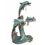 Metal Animal Garden Bronze Dolphin Outdoor Statues for Sale thumbnail-3