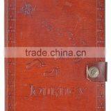 Handmade Vintage Embossed Foot Steps Leather Journal With Button thumbnail-1