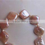 10-12mm Pink Diamond Shape Freshwater Pearl Bracelet thumbnail-2