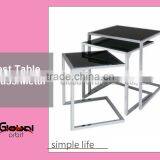 High Quality Durable Tempered Glass Coffee Nesting Metal Side Table thumbnail-1