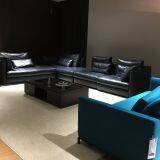 Italian modern full leather high end large sectional sofa black