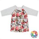 Boutique Mid Sleeve Floral Baby T Shirt Girl 100% Cotton Kids Clothes Tops thumbnail-2