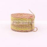 Jute Burlap Natural Hessian Ribbon With Yellow Lace Trim Wedding Rustic Vintage thumbnail-2