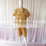 Bule/Rich Floral Pattern Sweat Steaming Clothes V-Neck Jacquard Family Pajama Set Short Sleeve Women/Men Pajamas thumbnail-1