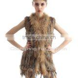 CX-G-B-20A New Hand Knitted Funny Fashion Women Gilet Rabbit Fur Costume thumbnail-2